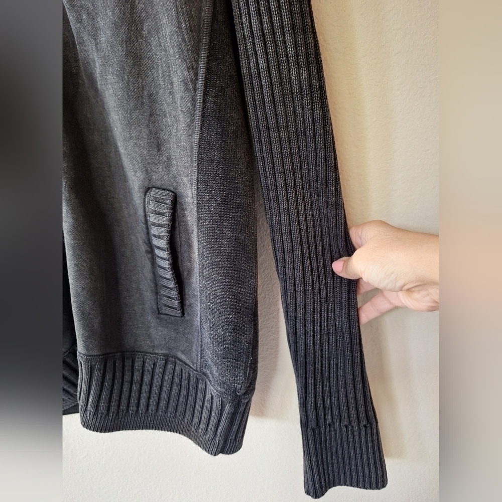 Napapijri Mens Black Wash Full Zip Urban Cotton Ribbed Knit Jacket Size L - Picture 4 of 6